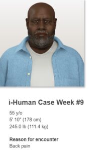 iHuman back pain case study nursing simulation
